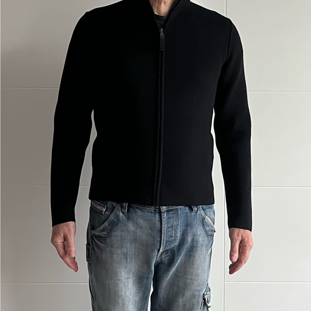 Men's Designer Black Sweater jacket made in Italy
